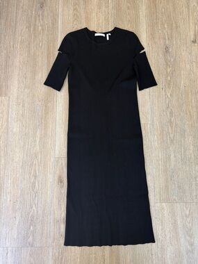 Helmut Lang Chic Dibbed Black Cutout Sleeve Bodycon Dress M